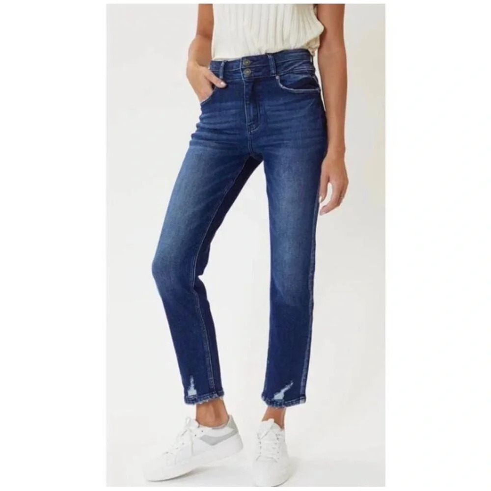 KanCan Ultra High Rise Slim Straight Distressed Cadence Jeans Sz 29 KC5217TD